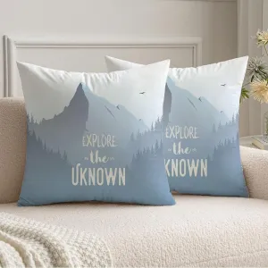 Decoraive Pillow Cover 20x20 Set of 2 Woods Mountain Forest Landscape Foggy Nature Ecology Climbing Parks Wildlife Outdoor Horizontal Cushion Cases for Home Sofa Couch Decorations