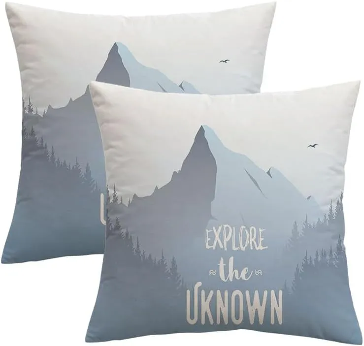Decoraive Pillow Cover 20x20 Set of 2 Woods Mountain Forest Landscape Foggy Nature Ecology Climbing Parks Wildlife Outdoor Horizontal Cushion Cases for Home Sofa Couch Decorations