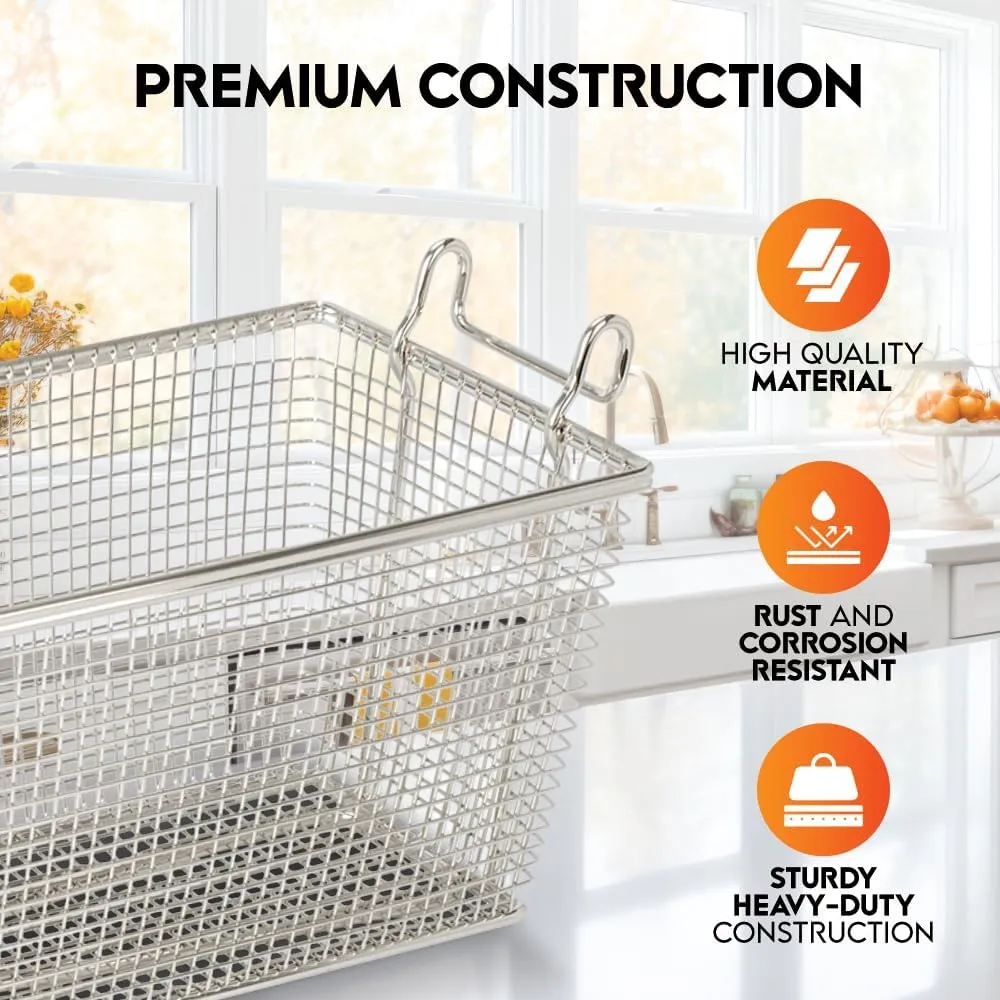 Deep Fryer Basket | 4 Pack | Commercial Fry Basket with Handle | 13.25" x 6.5" x 5.9" | Heavy Duty Restaurant Quality