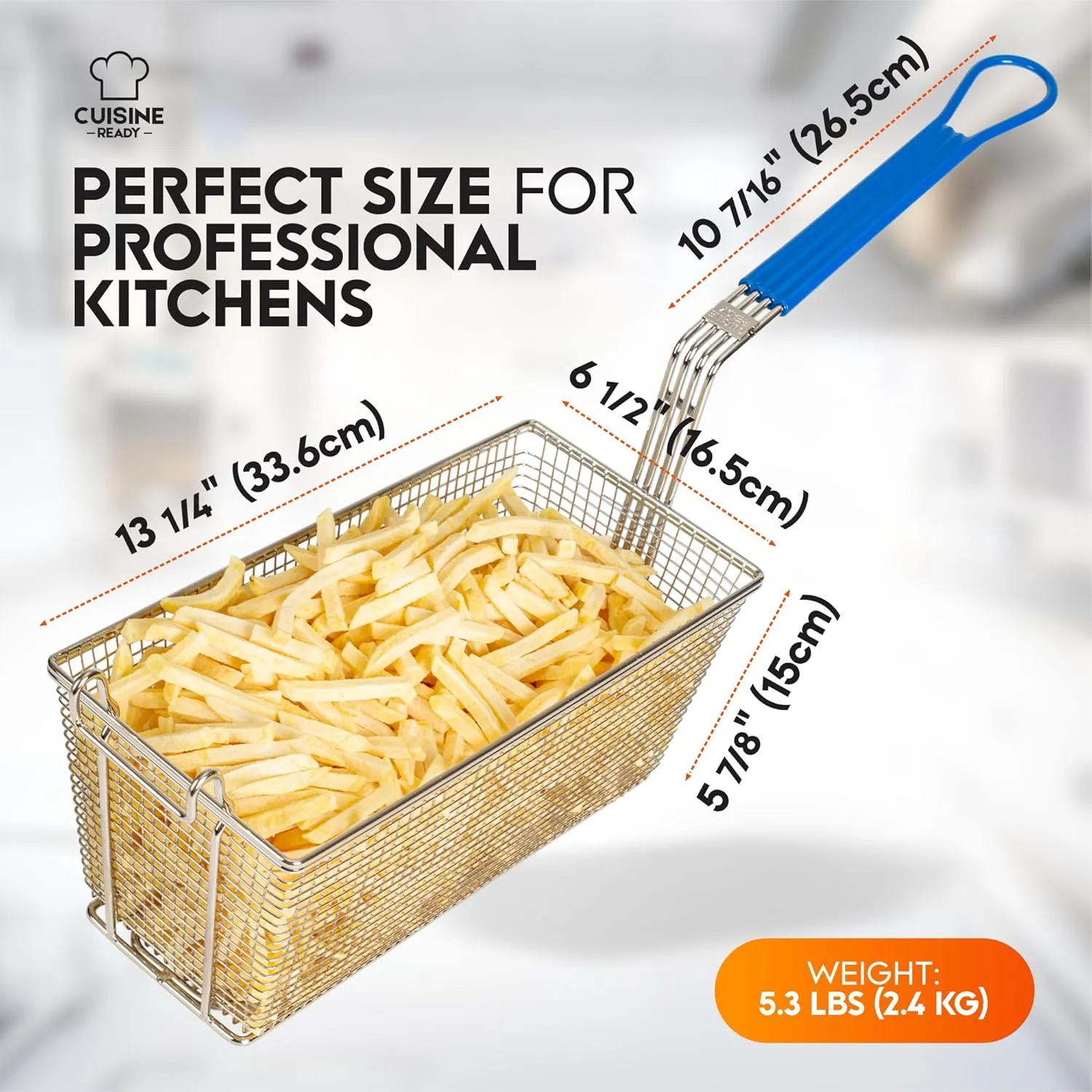 Deep Fryer Basket | 4 Pack | Commercial Fry Basket with Handle | 13.25" x 6.5" x 5.9" | Heavy Duty Restaurant Quality