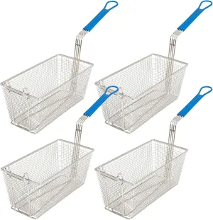 Deep Fryer Basket | 4 Pack | Commercial Fry Basket with Handle | 13.25" x 6.5" x 5.9" | Heavy Duty Restaurant Quality