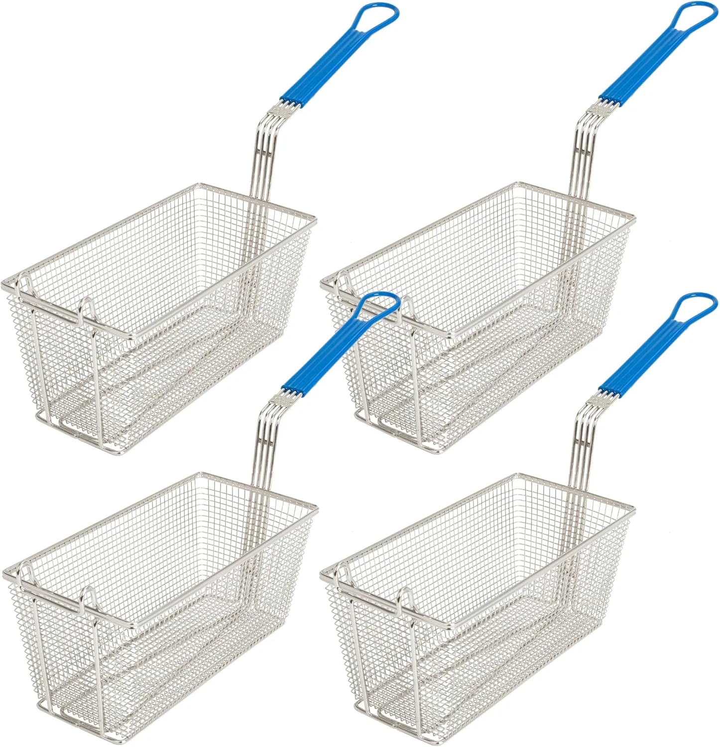 Deep Fryer Basket | 4 Pack | Commercial Fry Basket with Handle | 13.25" x 6.5" x 5.9" | Heavy Duty Restaurant Quality