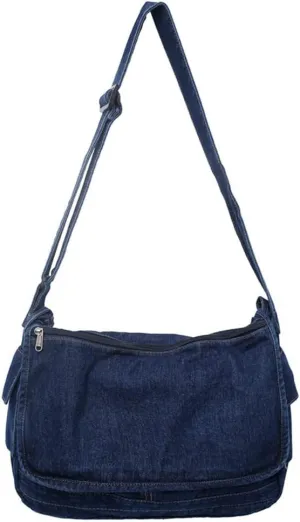 Denim Messenger Bag Travel Bags Overnight Shoulder Bag for Women Large Size Multi Pocket Hobo Crossbody Bag