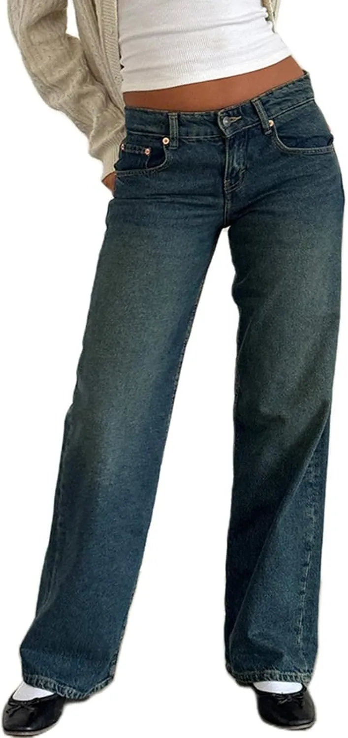 Denim Sweatpants Jeans for Women Boyfriend High Waited Baggy Wide Leg Jeans Y2k Streetwear Loose Denim Pants Pocket