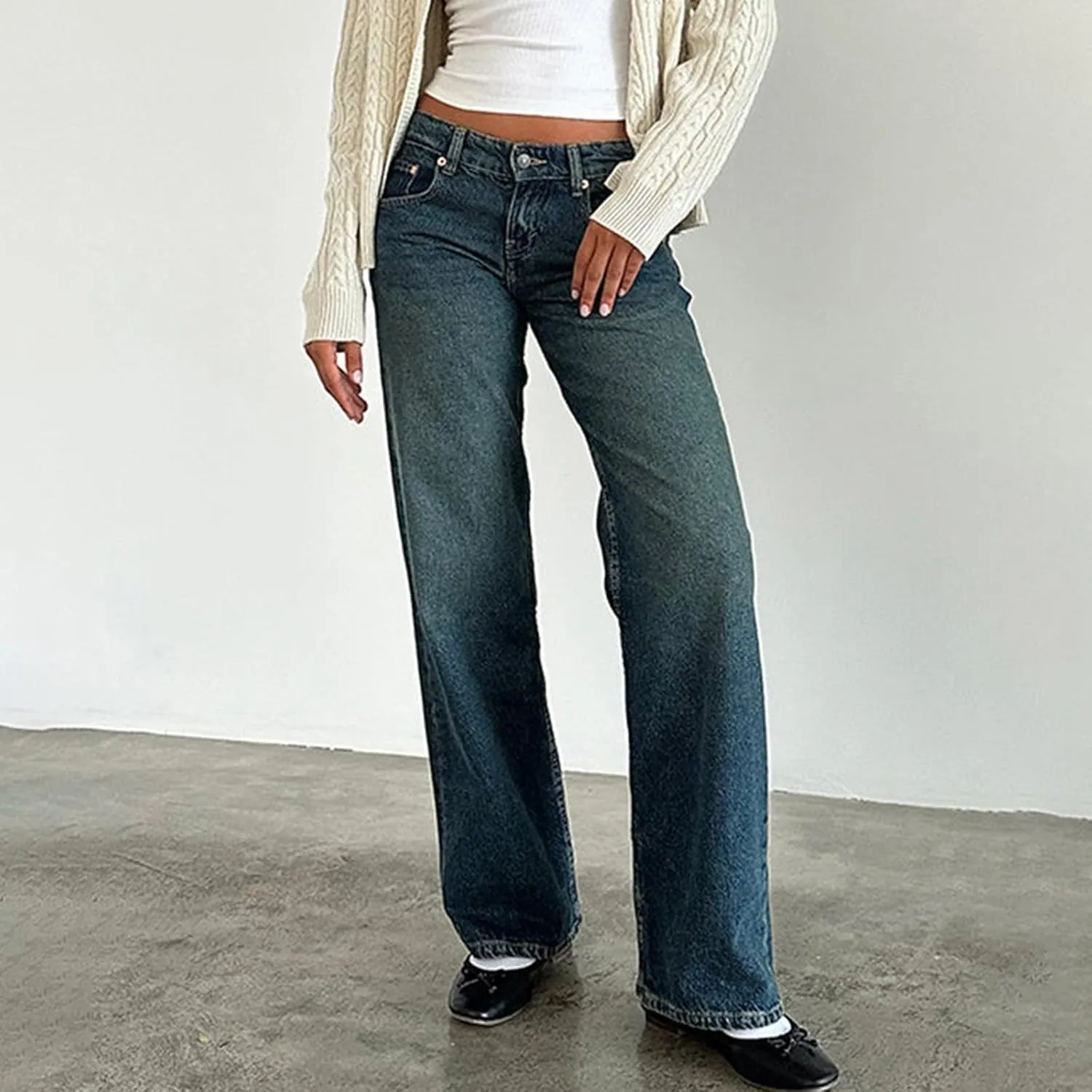 Denim Sweatpants Jeans for Women Boyfriend High Waited Baggy Wide Leg Jeans Y2k Streetwear Loose Denim Pants Pocket