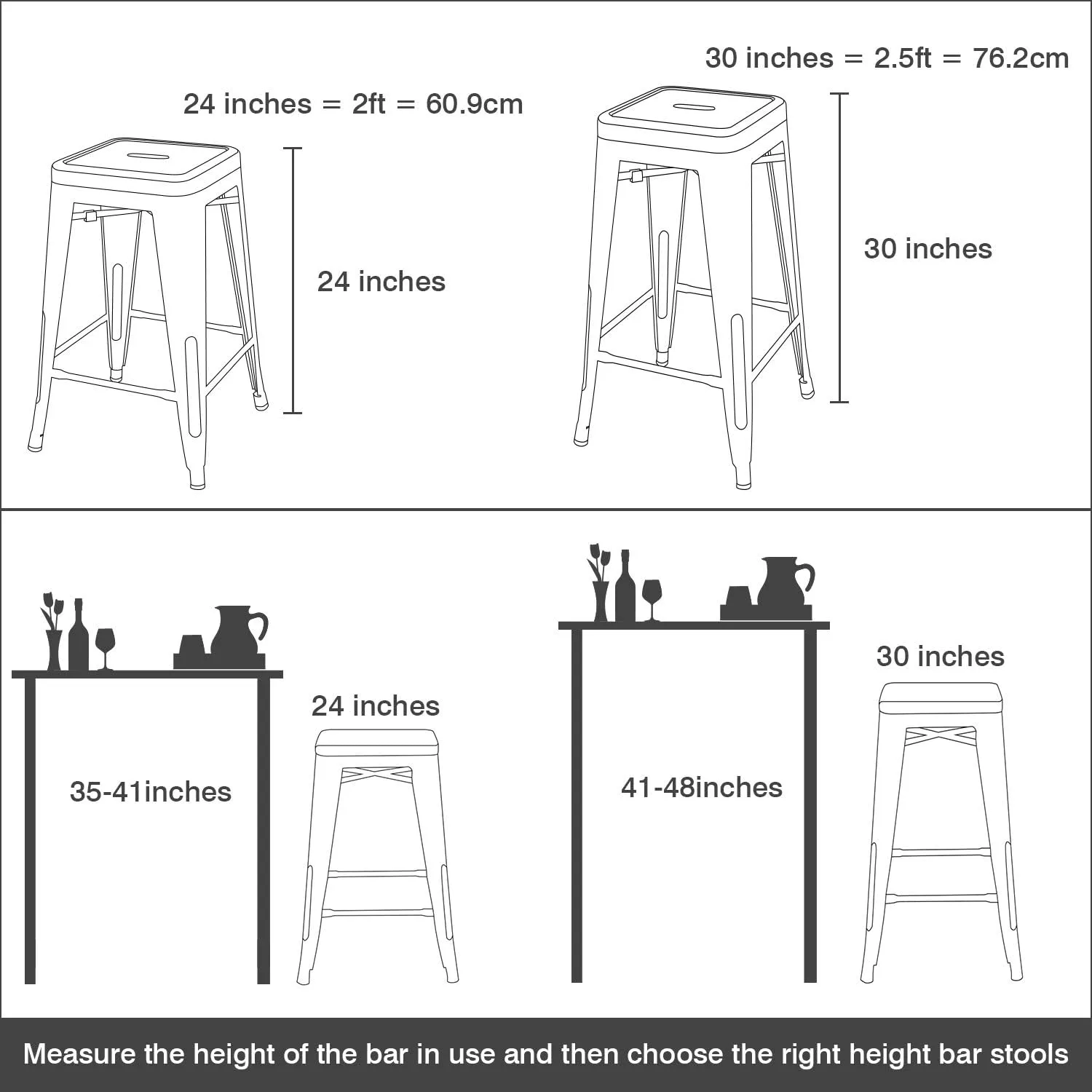 Devoko Metal Bar Stools 24" Indoor Outdoor Stackable Barstools Modern Style Industrial Vintage Counter Bar Stools Set of 4 (24 inch, Red)