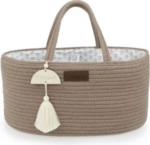 Diaper Caddy Organizer, Boho Diaper Bag Tote for Changing Table Necessities and Baby Essentials Must Haves for Newborn, Car Caddy Organizer, Portable Storage Basket for Boy or Girl, Brown