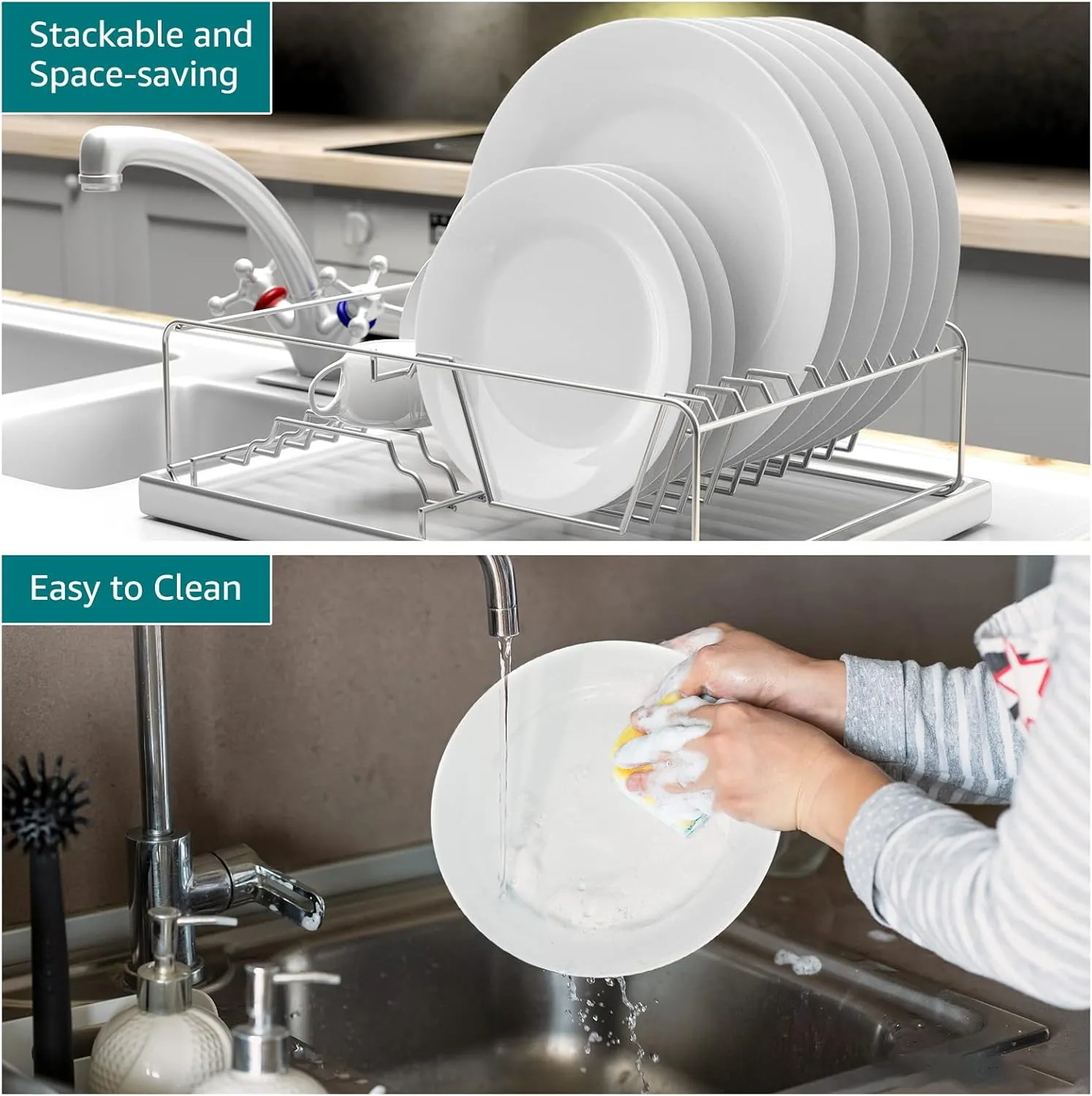 Dinnerware Set, HomeElves 18-PCS Kitchen Opal Dishes Set Service for 6, Lightweight Glass Plates and Bowls Set, Safety for Microwave & Dishwasher, Break and Chip Resistant