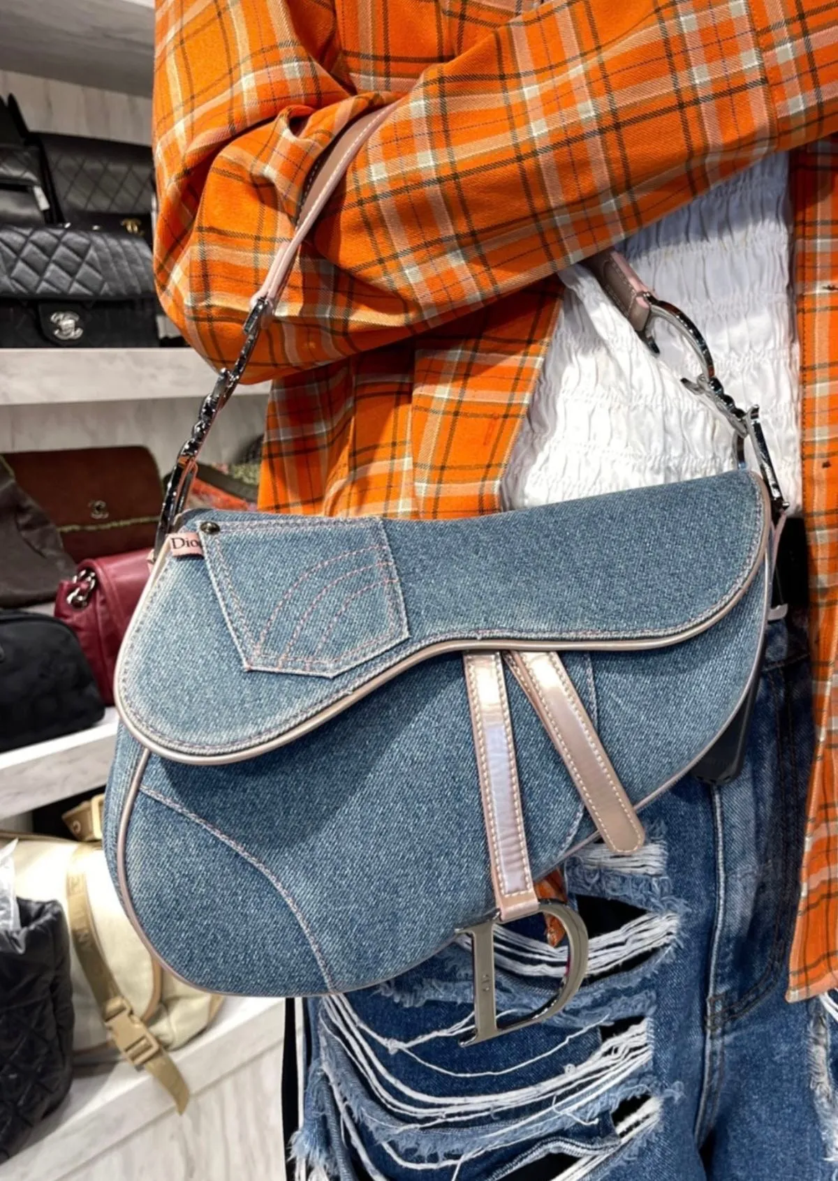 DIOR denim saddle bag