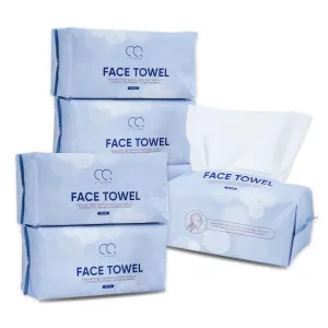 Disposable Face Towel, Soft Dry Wipes 100% Cotton Face Tissues 70 Count Chemical-free Cotton Facial Tissues for Cleansing, Skincare and Makeup Remover, Lint-Free, 6 Pack