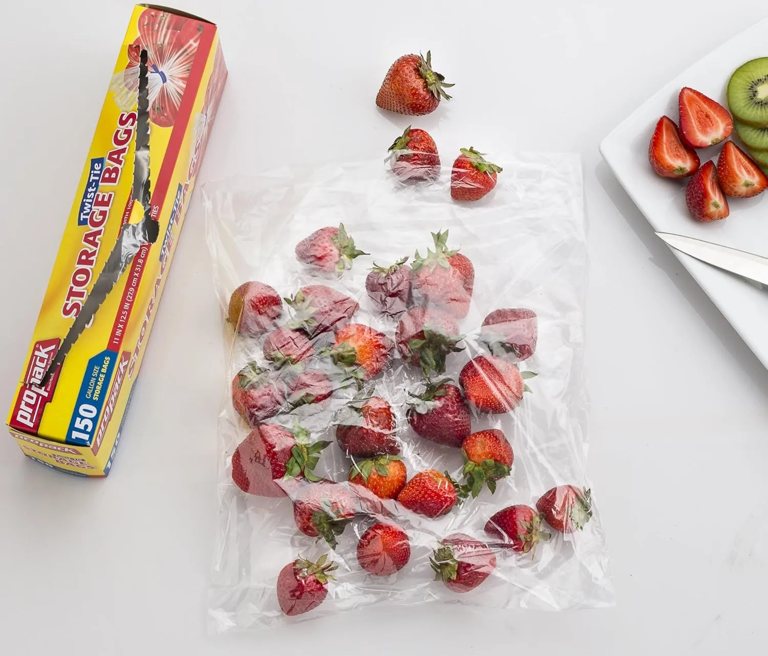 Disposable Plastic Storage Bags with Original Twist Tie, 1 Gallon Size, 300 Bags, Great for Home, Office, Vacation, Traveling, Sandwich, Fruits, Nuts, Cake, Cookies, Or Any Snacks (2 Packs)