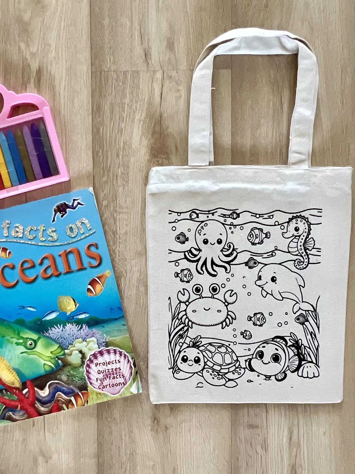DIY Colouring Underwater World Tote Bag
