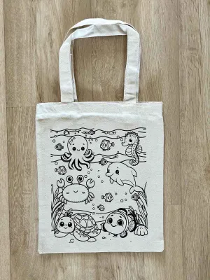 DIY Colouring Underwater World Tote Bag