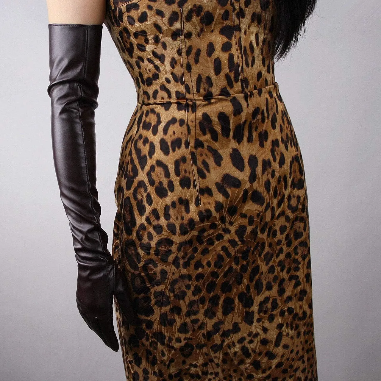 DooWay Women Long Leather Opera Gloves Evening Party Costume Faux Leather Cosplay Dress Accessories 24 inches