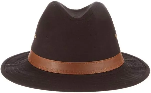 Dorfman Hat Co. Men's One-Piece Canvas Faux Leather-Trim Safari Hat