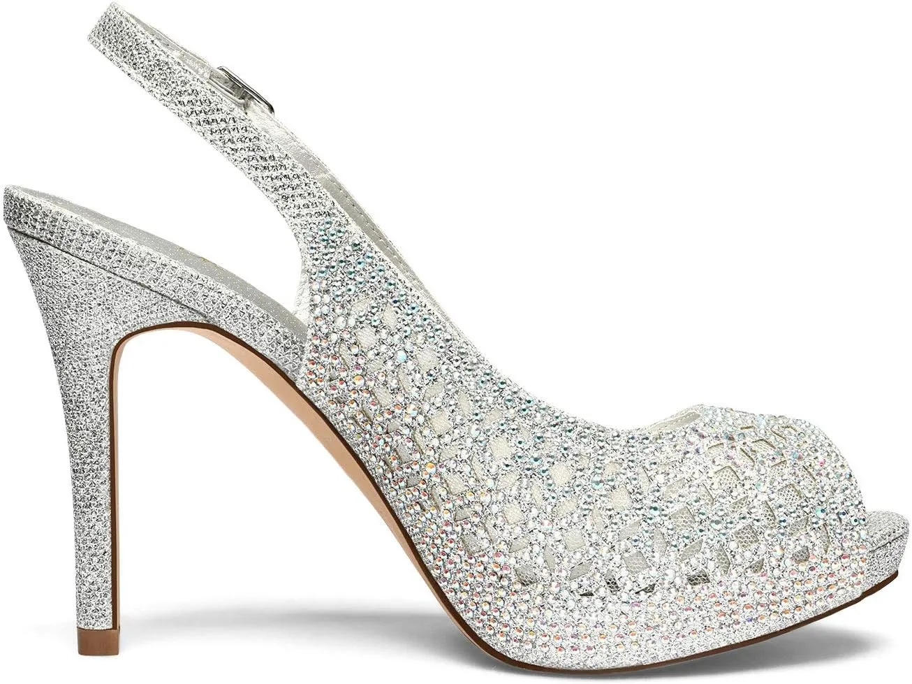 DREAM PAIRS Women's High Heels Platform Dress Rhinestones Peep Toe Pumps Shoes