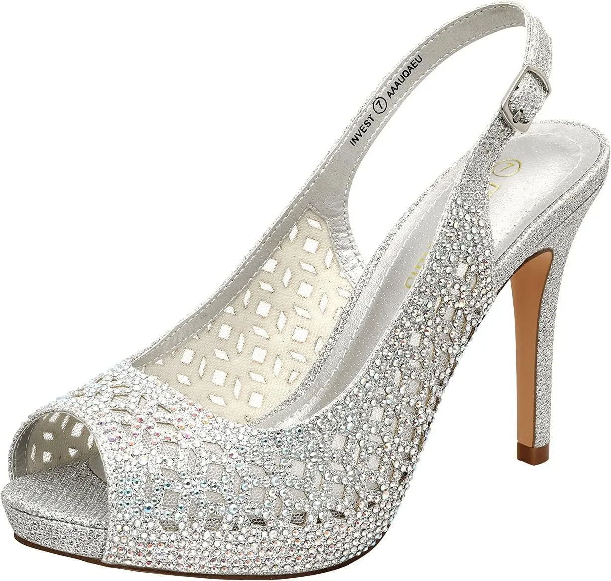 DREAM PAIRS Women's High Heels Platform Dress Rhinestones Peep Toe Pumps Shoes
