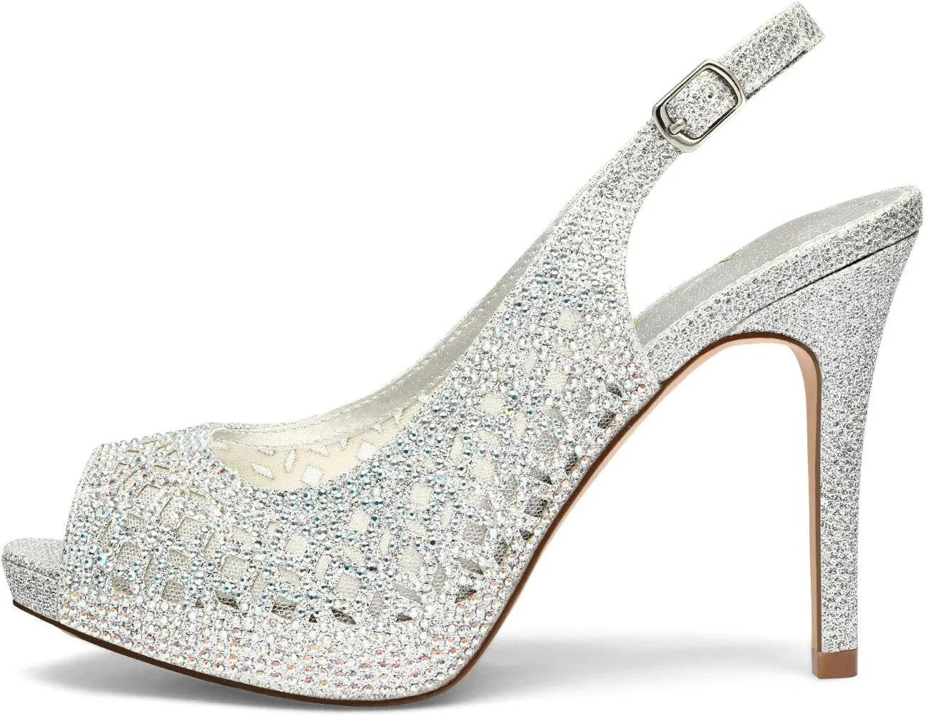 DREAM PAIRS Women's High Heels Platform Dress Rhinestones Peep Toe Pumps Shoes