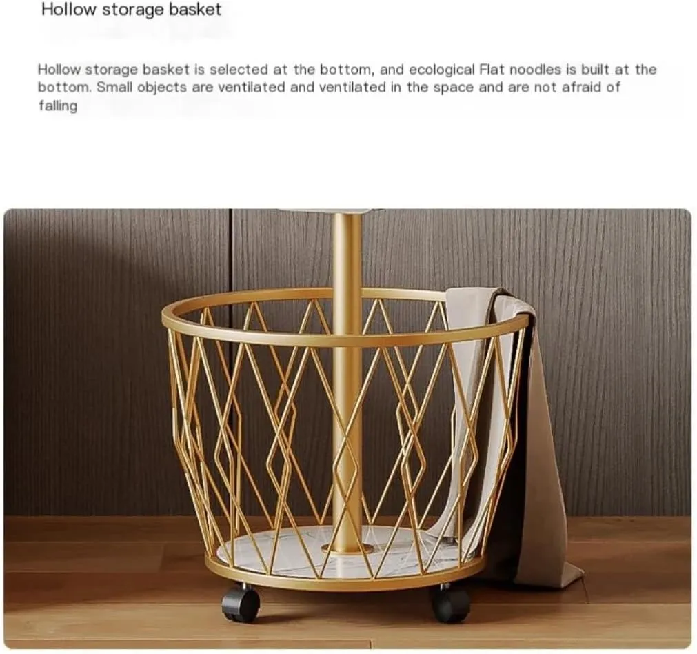 Drying Racks Wheeled Coat Rack Bedroom Clothes Rack Floor-Standing Mobile Clothes Rack Dirty Clothes Basket Storage Clothes Rail Pole,White-A