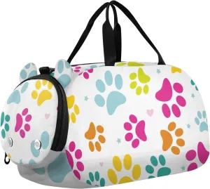 Duffel Bags for Boys Girls Animal Pattern Of Color Paw Footprints Dance Bag Small Gym Bags for Kids Teens
