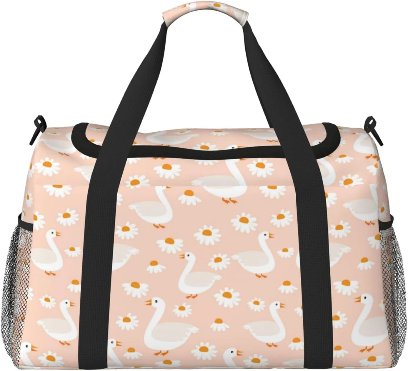 Duffle Bag for Travel, Geese and Flower Weekender Overnight Duffel Bag, Carry On Bag Gym Bag for Women Men, Personal Item Travel Bag