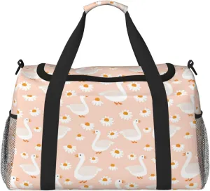 Duffle Bag for Travel, Geese and Flower Weekender Overnight Duffel Bag, Carry On Bag Gym Bag for Women Men, Personal Item Travel Bag