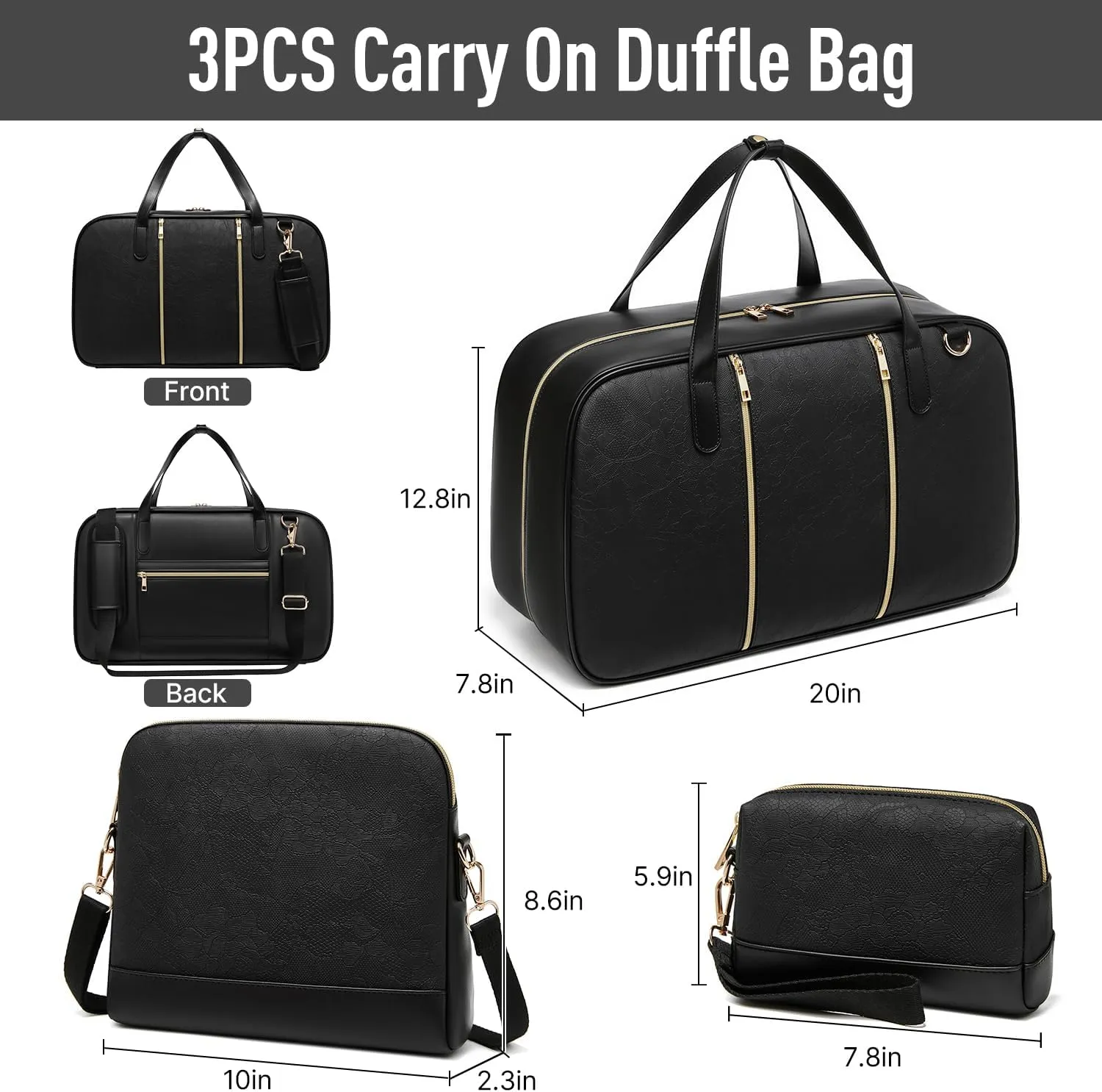 Duffle Bag for Travel,40L Weekender Bags for Women with Toiletry,Carry On Overnight Gym Bags for Women Personal Item Travel