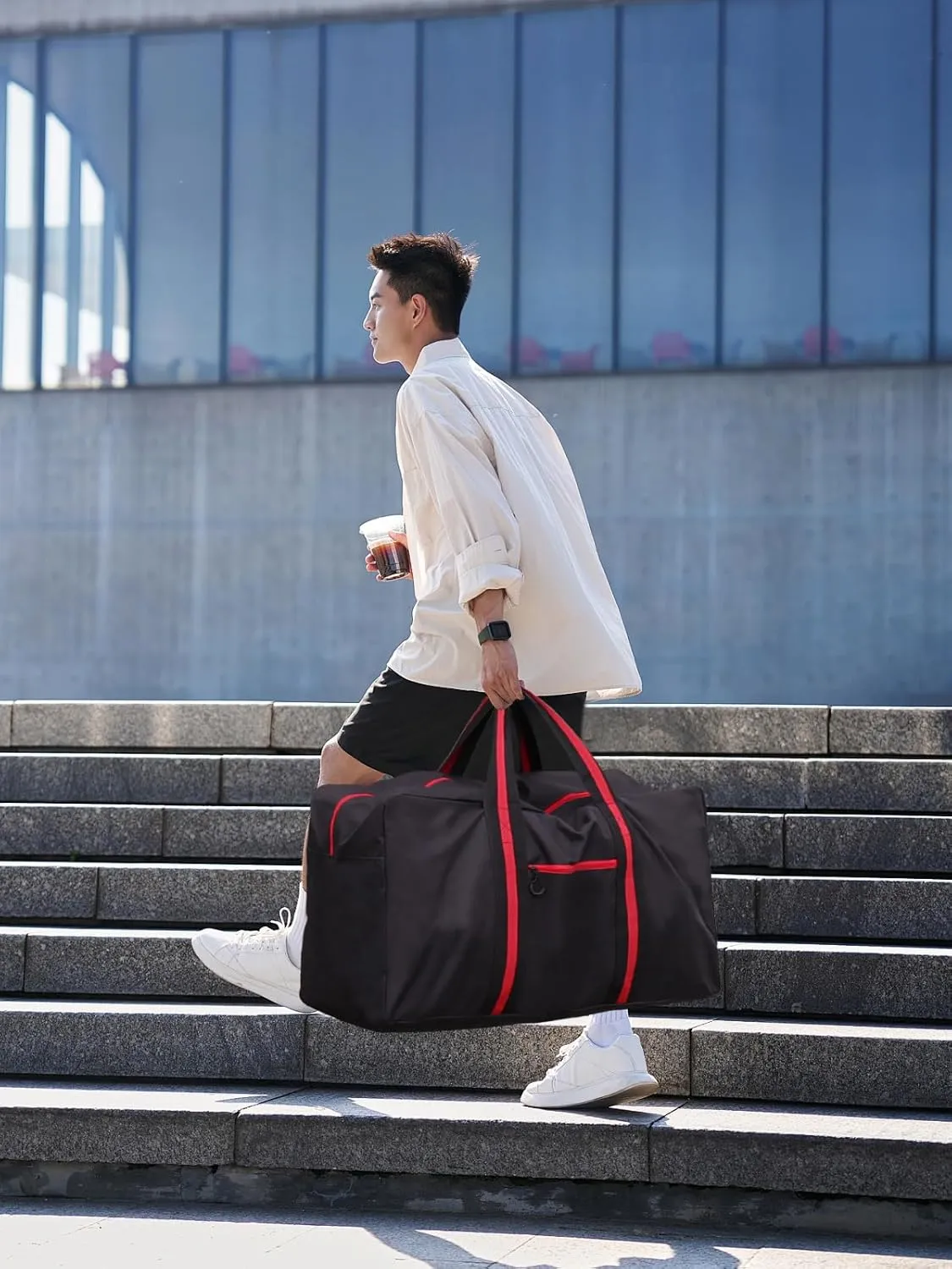 Duffle Bag for Women Men Small Travel Bag Heavy Duty Gym Bag 35 L Weekender Bag with Trolley Sleeve/Dry Wet Pocket