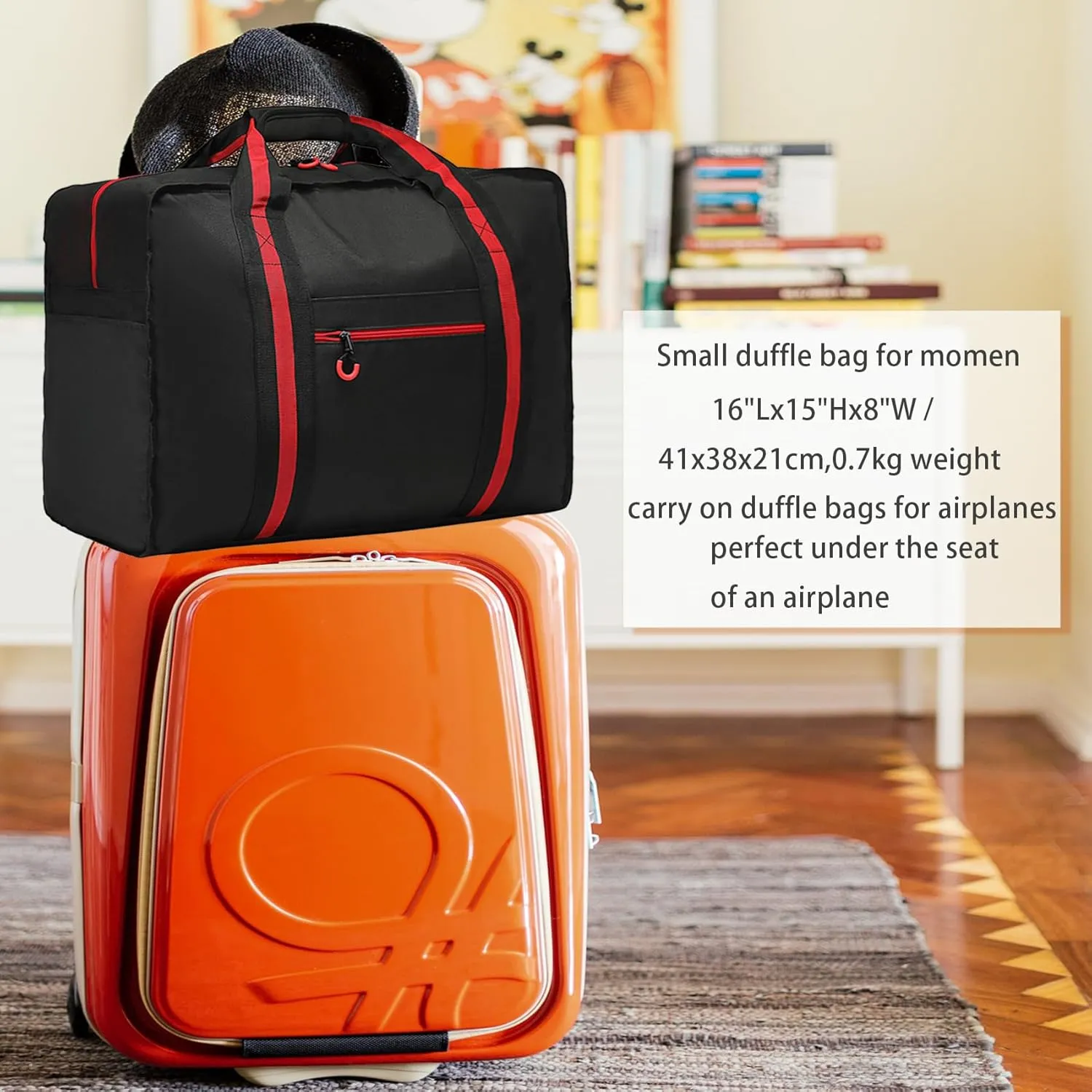 Duffle Bag for Women Men Small Travel Bag Heavy Duty Gym Bag 35 L Weekender Bag with Trolley Sleeve/Dry Wet Pocket