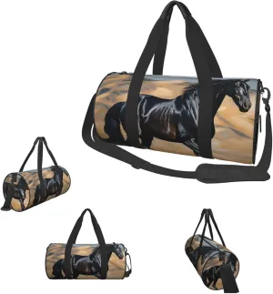 Duffle Bags Black arabian horse Gym Bag for Men Women Waterproof Travel Duffle Bags Convertible Carry on Garment Bag for Travel Sports