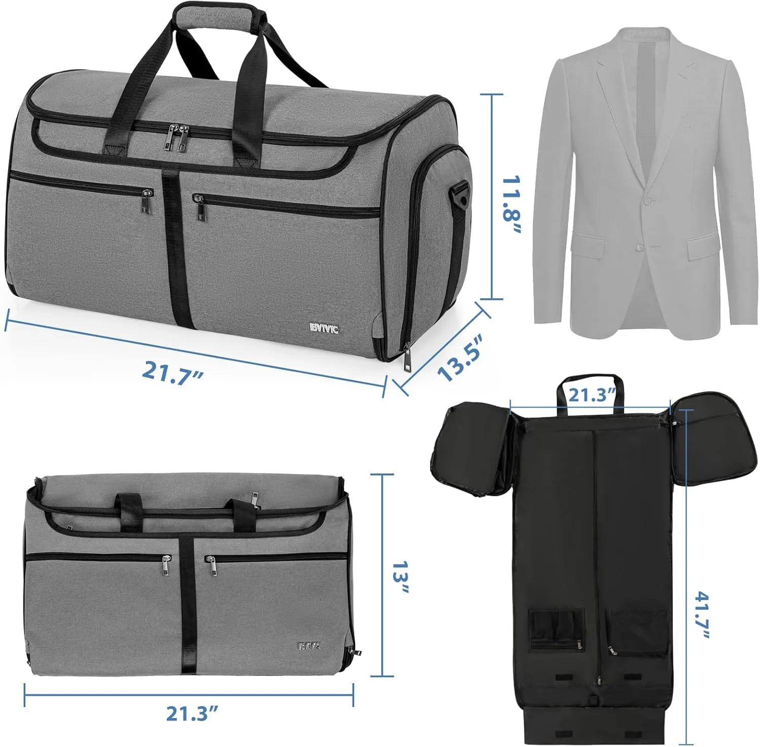 Duffle Garment Bag For Travel Convertible Garment Bag With Shoe Compartment, Detechable Shoulder Strap Carry On Duffel Bag For Men Women
