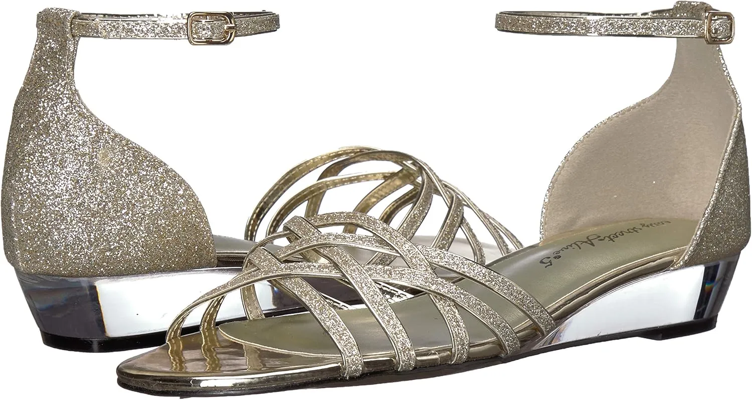 Easy Street Womens Tarrah Faux Leather Crossover Wedge Sandals