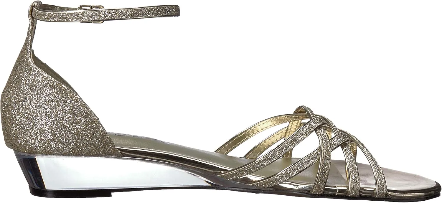 Easy Street Womens Tarrah Faux Leather Crossover Wedge Sandals