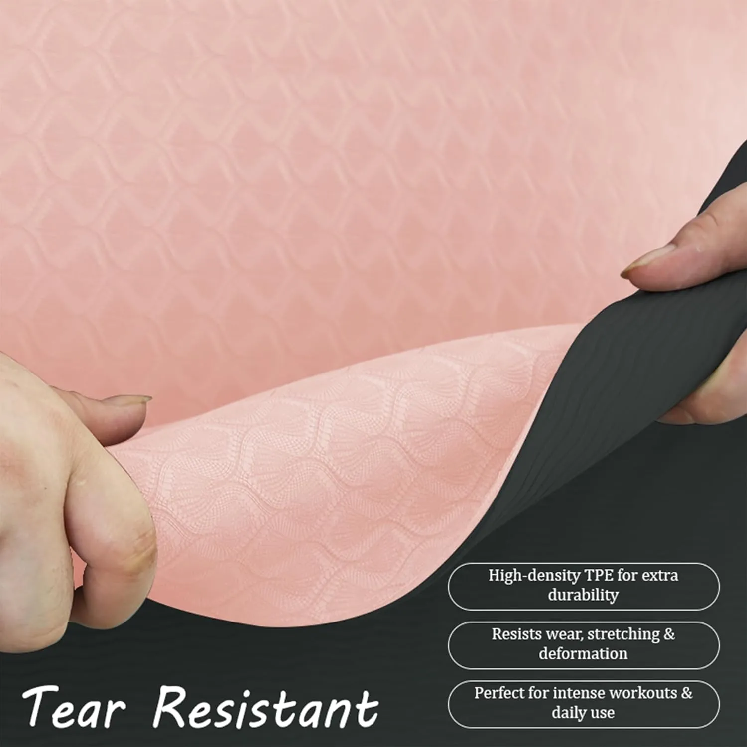 Eco-Friendly TPE Yoga Mat - 183x61x0.8 cm, Non-Slip, Lightweight, and Tear-Resistant for Yoga, Pilates, and Fitness | 4 Colors, Patterned & Non-Patterned Options
