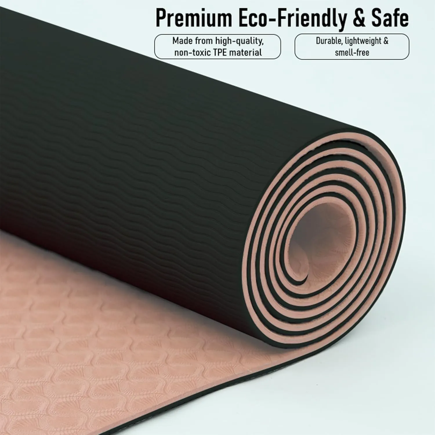 Eco-Friendly TPE Yoga Mat - 183x61x0.8 cm, Non-Slip, Lightweight, and Tear-Resistant for Yoga, Pilates, and Fitness | 4 Colors, Patterned & Non-Patterned Options