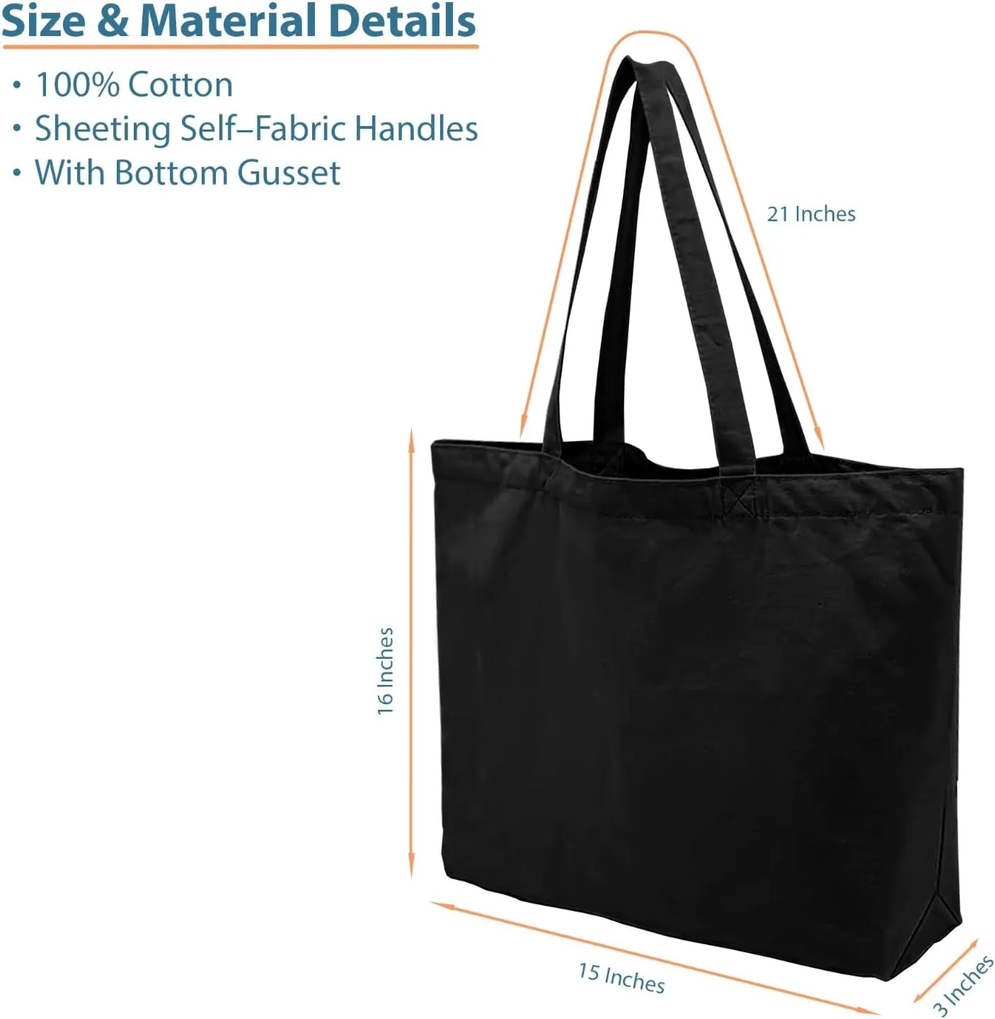 Economical Canvas Cotton Tote Bag, 6 | 8 Pack, Lightweight Reusable Grocery Shopping Cloth Bags, DIY, Advertising, Promotion