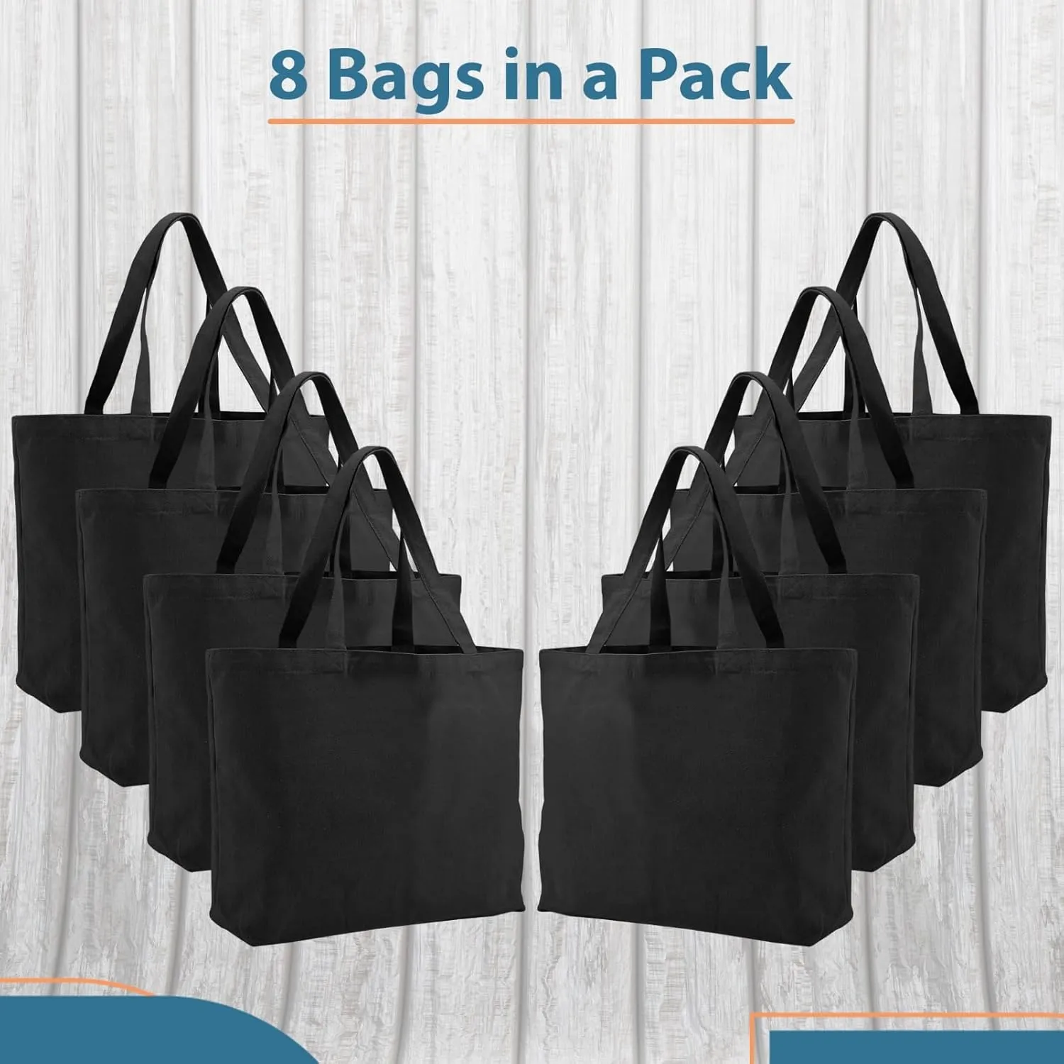 Economical Canvas Cotton Tote Bag, 6 | 8 Pack, Lightweight Reusable Grocery Shopping Cloth Bags, DIY, Advertising, Promotion