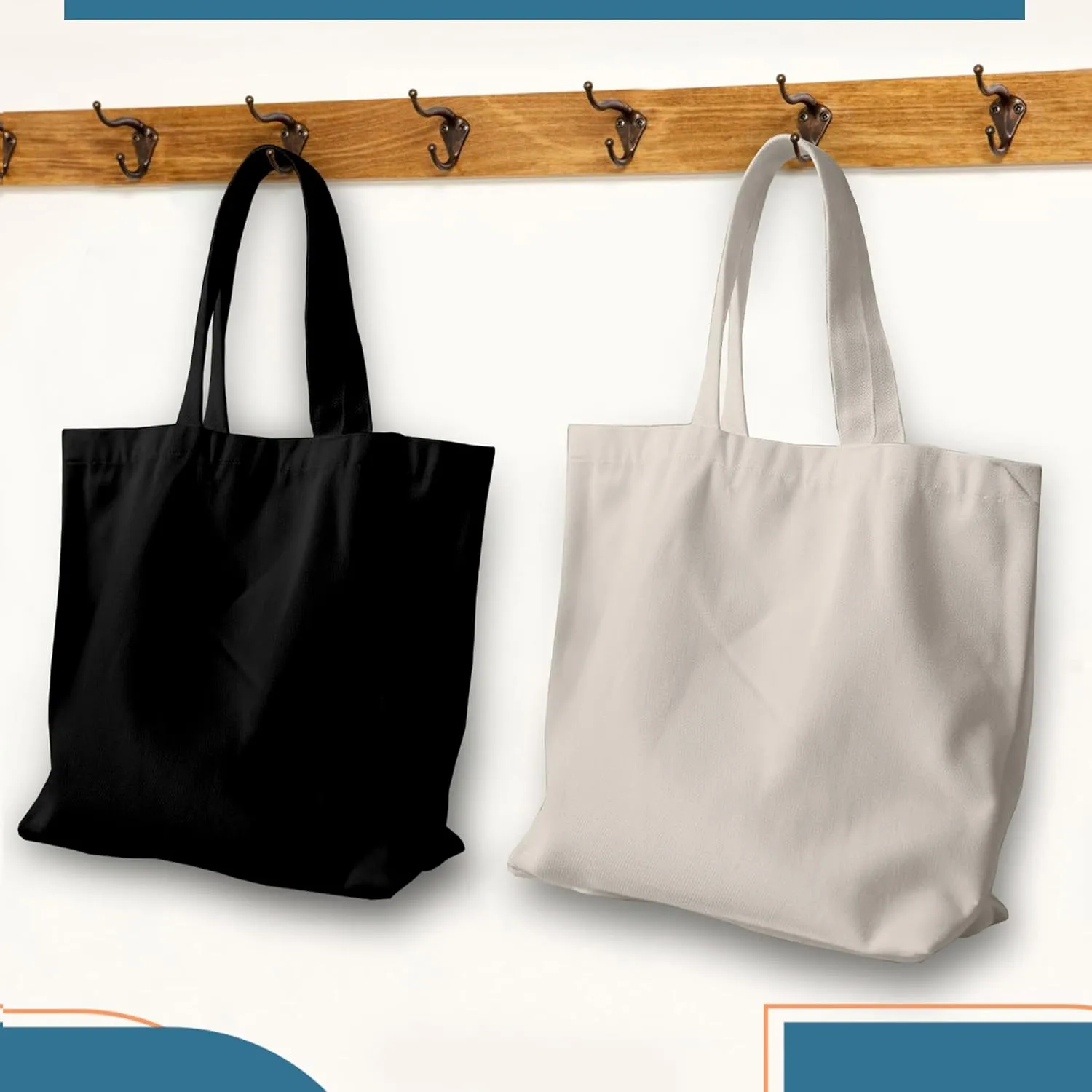 Economical Canvas Cotton Tote Bag, 6 | 8 Pack, Lightweight Reusable Grocery Shopping Cloth Bags, DIY, Advertising, Promotion