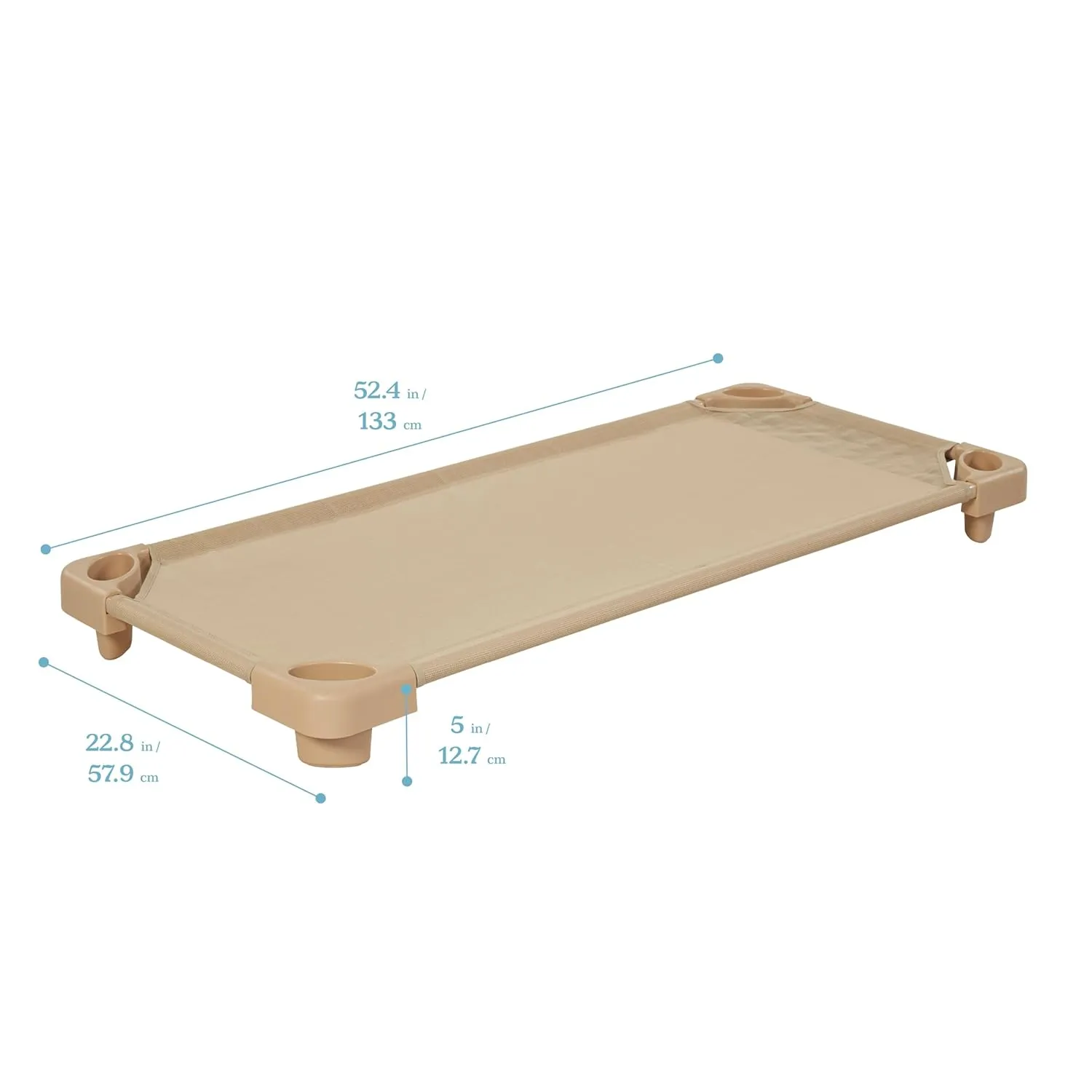 ECR4Kids Stackable Kiddie Cot, Ready-to-Assemble, Standard Size, Classroom Furniture, Sand, 6-Pack