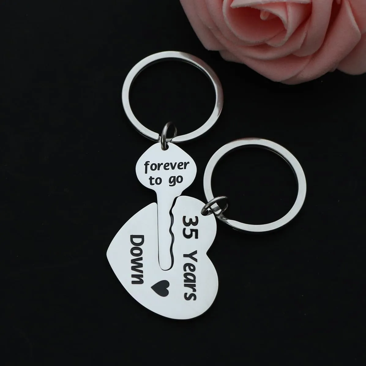 Eilygen Couple Gift 2PCS Matching Couple Keychains 11th 21th Wedding Anniversary Key Chain Gift for Him and Her