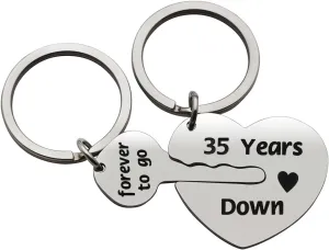 Eilygen Couple Gift 2PCS Matching Couple Keychains 11th 21th Wedding Anniversary Key Chain Gift for Him and Her