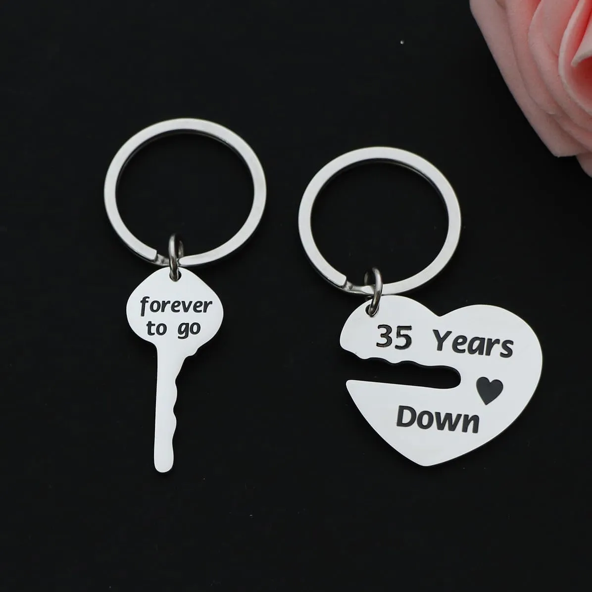 Eilygen Couple Gift 2PCS Matching Couple Keychains 11th 21th Wedding Anniversary Key Chain Gift for Him and Her