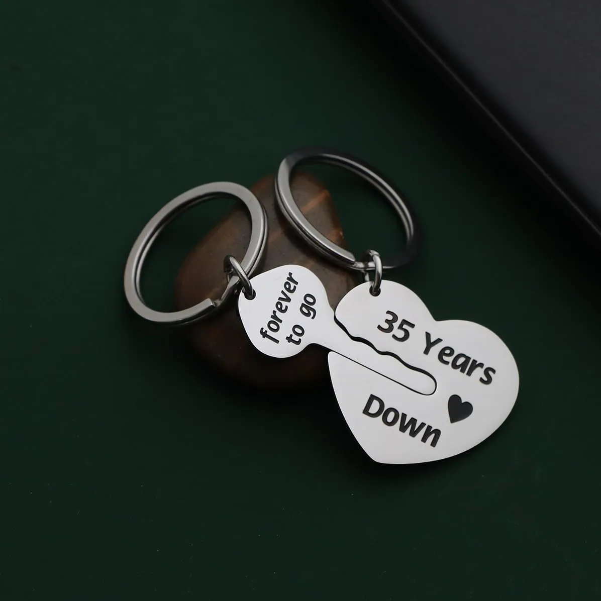 Eilygen Couple Gift 2PCS Matching Couple Keychains 11th 21th Wedding Anniversary Key Chain Gift for Him and Her