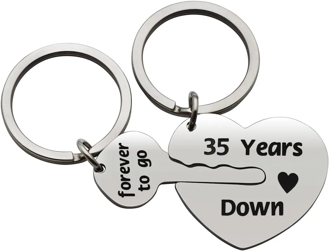 Eilygen Couple Gift 2PCS Matching Couple Keychains 11th 21th Wedding Anniversary Key Chain Gift for Him and Her
