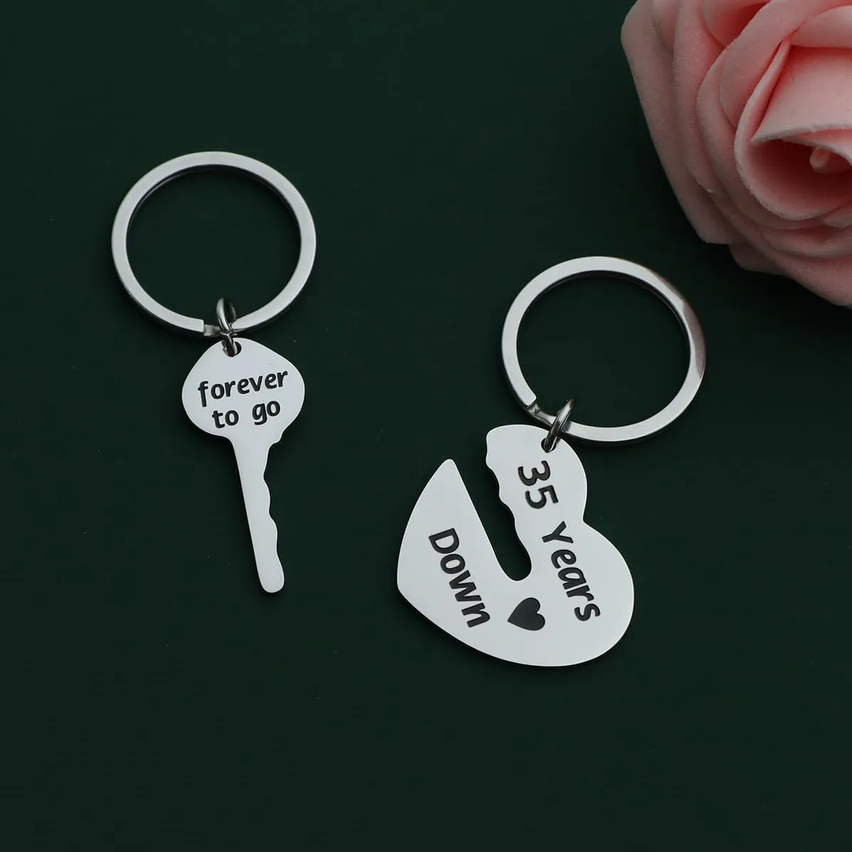 Eilygen Couple Gift 2PCS Matching Couple Keychains 11th 21th Wedding Anniversary Key Chain Gift for Him and Her