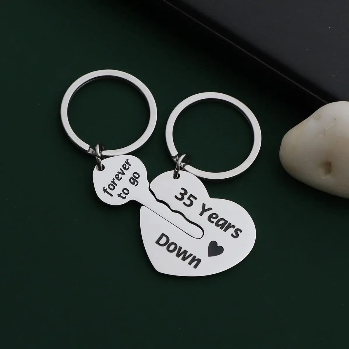 Eilygen Couple Gift 2PCS Matching Couple Keychains 11th 21th Wedding Anniversary Key Chain Gift for Him and Her