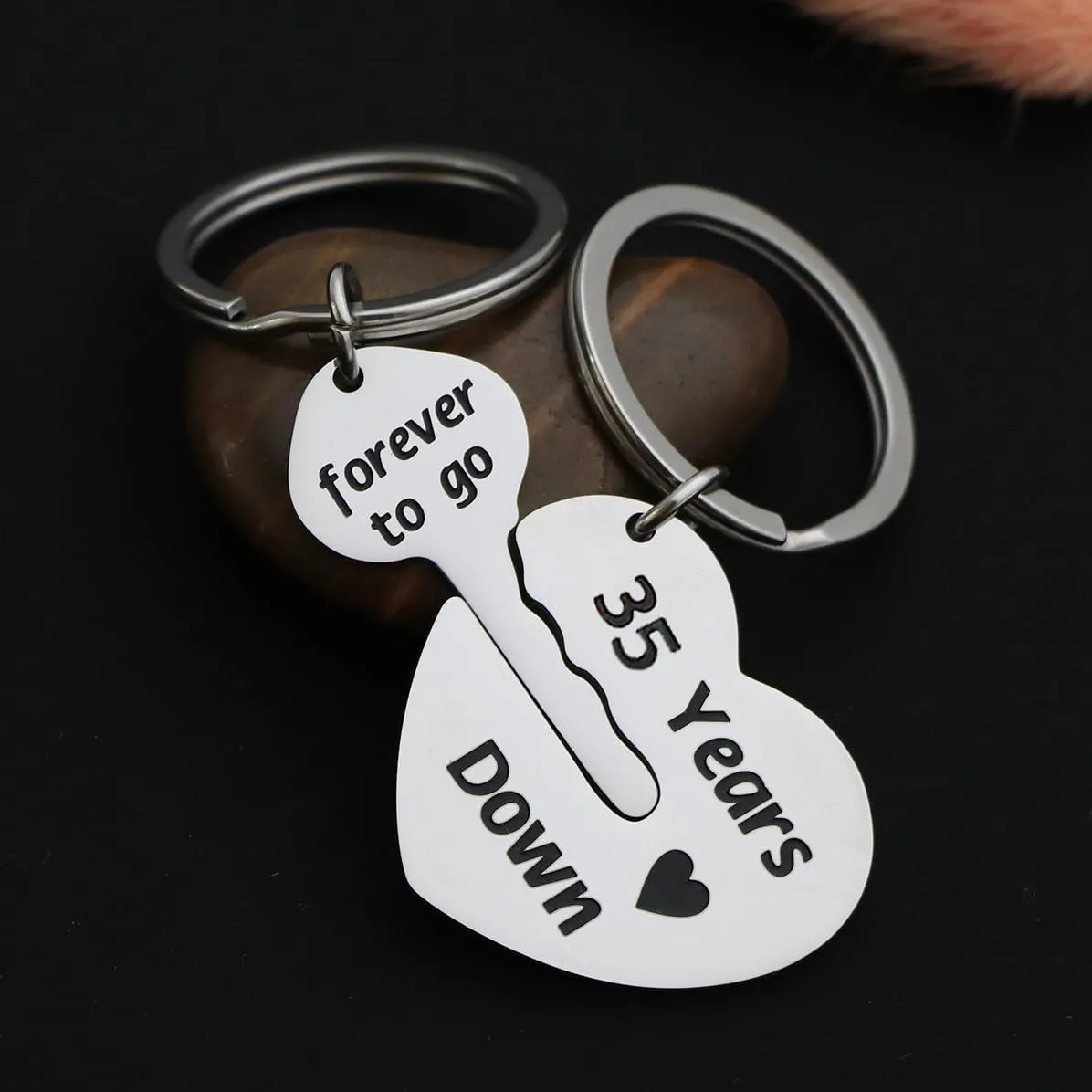 Eilygen Couple Gift 2PCS Matching Couple Keychains 11th 21th Wedding Anniversary Key Chain Gift for Him and Her