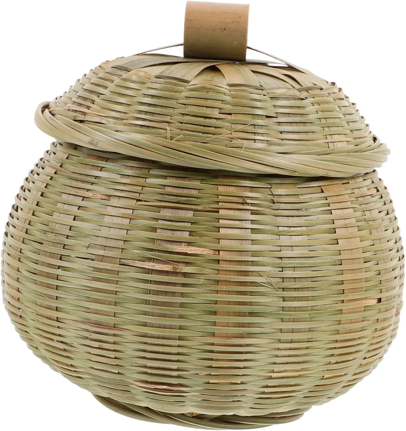 Elegant Bamboo Round Woven Basket Organizer Box for Snacks Makeup Sundries Storage