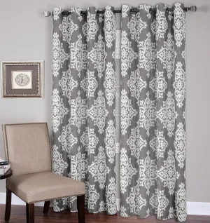 Elrene Home Fashions Medina Grommet Top Linen Look Single Panel Window Curtain Drape, 52" x 95", Gray