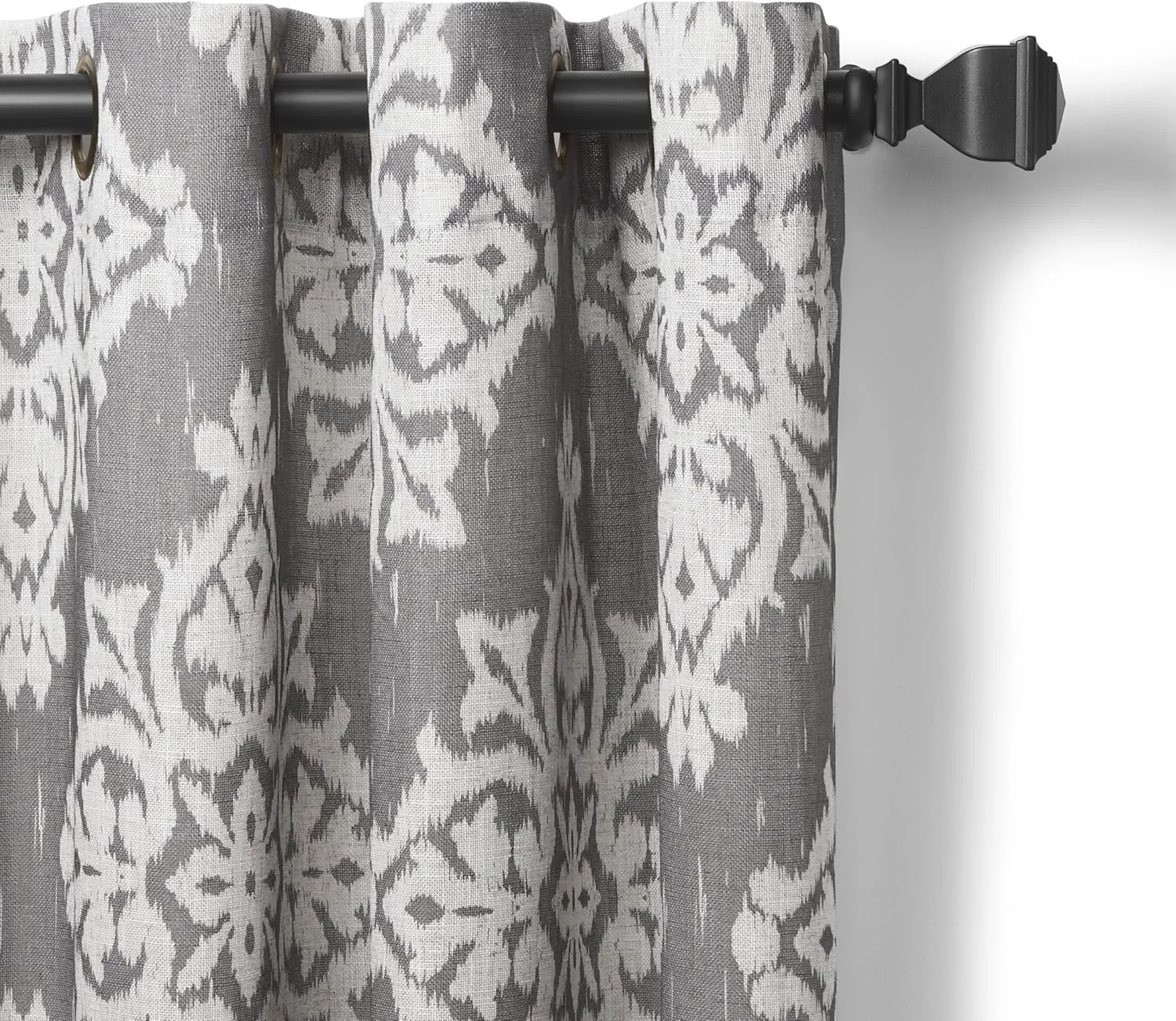 Elrene Home Fashions Medina Grommet Top Linen Look Single Panel Window Curtain Drape, 52" x 95", Gray